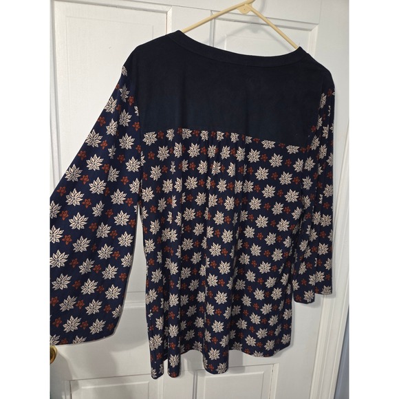 Style & Co Blouse Womens Large Navy Blue Floral Boho Cottagecore - Picture 4 of 4
